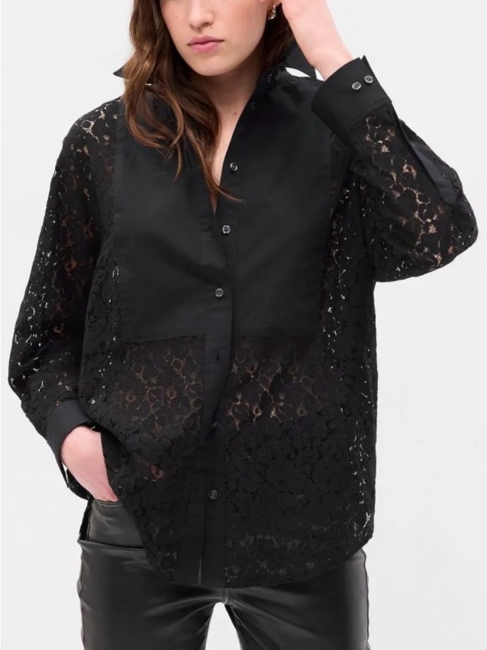 Gap Women's Lace Bib Big Shirt